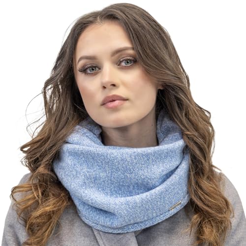 VIVISENCE Damen Winter Loop Schal Aus Modischer Gemütlich Wärmendem Garn Kalte Wintertage Frauen Elegante Melange-Muster Dekorative Und Sportliche Outfits Winter, Hellblaue Melange,Einheitsgröße von VIVISENCE