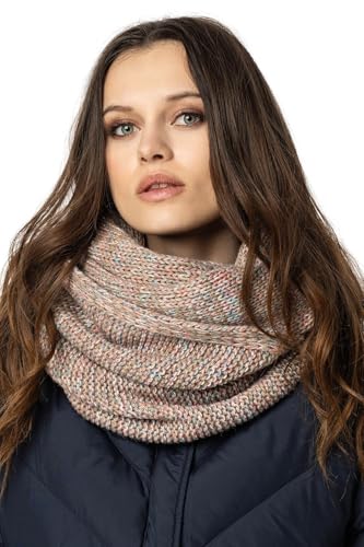 VIVISENCE Damen Winter Loop Schal Aus Modischer Gemütlich Wärmendem Garn Mit Doppelt Um Den Hals Tragbar Kalte Wintertage Frauen Elegante Und Sportliche Outfits Winter, Braune Melange,Einheitsgröße von VIVISENCE