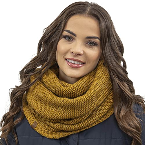 VIVISENCE Damen Winter Loop Schal Warm Und Gemütlich Halsbedeckung An Winter Und Herbst Warm Dick Schal, Klassisch Winterschal Für Frauen, Hergestellt In EU, Dunkelgelb von VIVISENCE