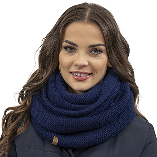 VIVISENCE Loop Schal Strick Zweimal Gefaltet Ideal Wärm Für Wintertage 7103, Dunkelblau,Einheitsgröße von VIVISENCE