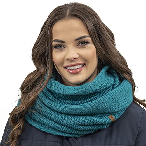 VIVISENCE Loop Schal Strick Zweimal Gefaltet Ideal Wärm Für Wintertage 7103, Dunkeltürkis,Einheitsgröße von VIVISENCE