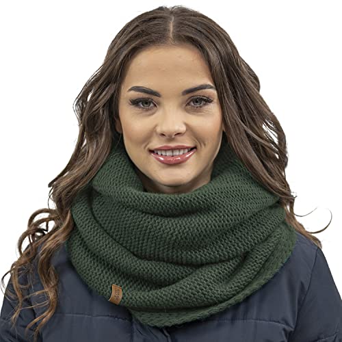 VIVISENCE Damen Winter Loop Schal Warm Und Gemütlich Halsbedeckung An Winter Und Herbst Warm Dick Schal, Klassisch Winterschal Für Frauen, Hergestellt In EU, Grün von VIVISENCE