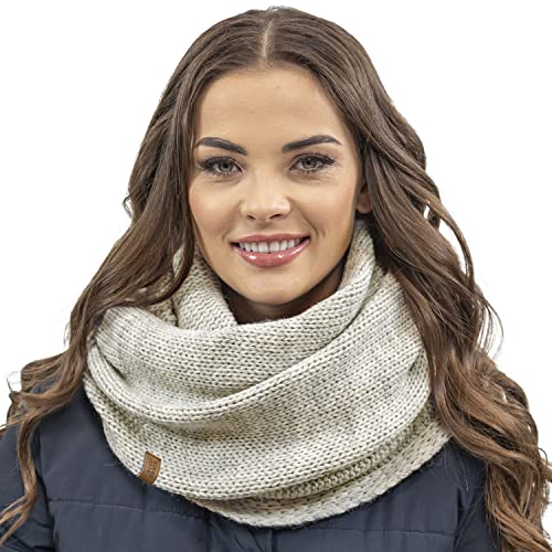 VIVISENCE Damen Winter Loop Schal Warm Und Gemütlich Halsbedeckung An Winter Und Herbst Warm Dick Schal, Klassisch Winterschal Für Frauen, Hergestellt In EU, Hellbeige von VIVISENCE