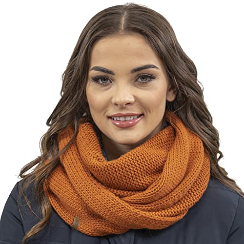 VIVISENCE Damen Winter Loop Schal Warm Und Gemütlich Halsbedeckung An Winter Und Herbst Warm Dick Schal, Klassisch Winterschal Für Frauen, Hergestellt In EU, Orange von VIVISENCE