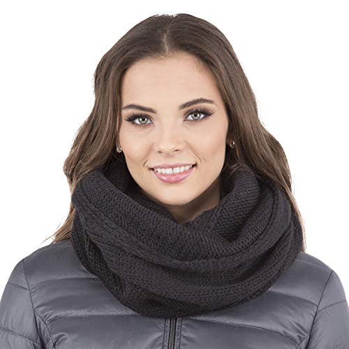 VIVISENCE Damen Winter Loop Schal Warm Und Gemütlich Halsbedeckung An Winter Und Herbst Warm Dick Schal, Klassisch Winterschal Für Frauen, Hergestellt In EU, Schwarz von VIVISENCE