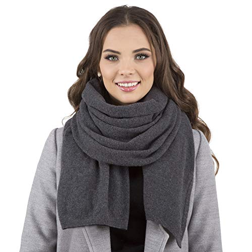 VIVISENCE Damen Winter Schal Aus Modischer Gemütlich Wärmendem Garn Mit Dekorativer Bindung Für Kalte Wintertage Frauen Elegante Und Sportliche Outfits Winter Herbst Modell, Dunkelgrau,Einheitsgröße von VIVISENCE