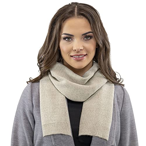 VIVISENCE Damen Winter Schal Aus Modischer Gemütlich Wärmendem Garn Mit Dekorativer Bindung Für Kalte Wintertage Frauen Elegante Und Sportliche Outfits Winter Herbst Modell 7104, Beige,Einheitsgröße von VIVISENCE
