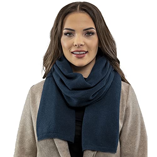 VIVISENCE Damen Winter Schal Warm Und Gemütlich Halsbedeckung An Winter Und Herbst Warm Dick Schal, Klassisch Winterschal Für Frauen, Hergestellt In EU, Dunkelblau von VIVISENCE