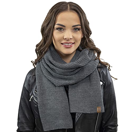 VIVISENCE Damen Winter Schal Aus Modischer Gemütlich Wärmendem Garn Kalte Wintertage Frauen Elegante Trendiger Und Sportliche Outfits Winter Herbst Modell 7042S, Dunkelgrau,Einheitsgröße von VIVISENCE
