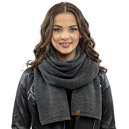 VIVISENCE Damen Winter Schal Aus Modischer Gemütlich Wärmendem Garn Kalte Wintertage Frauen Elegante Trendiger Und Sportliche Outfits Winter Herbst Modell 7041S, Dunkelgrau,Einheitsgröße von VIVISENCE