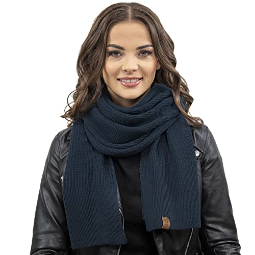 VIVISENCE Damen Winter Schal Aus Modischer Gemütlich Wärmendem Garn Kalte Wintertage Frauen Elegante Trendiger Und Sportliche Outfits Winter Herbst Modell 7042S, Dunkelblau,Einheitsgröße von VIVISENCE