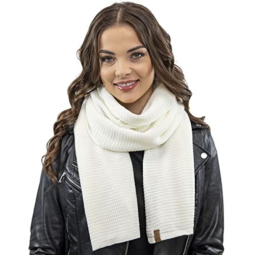 VIVISENCE Damen Winter Schal Aus Modischer Gemütlich Wärmendem Garn Kalte Wintertage Frauen Elegante Trendiger Und Sportliche Outfits Winter Herbst Modell 7041S, Ecru,Einheitsgröße von VIVISENCE