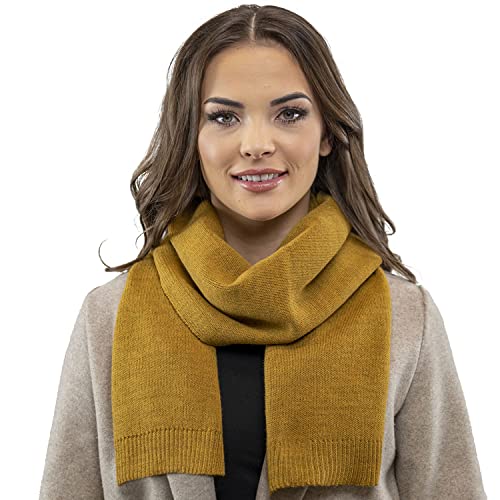 VIVISENCE Damen Winter Schal Aus Modischer Gemütlich Wärmendem Garn Mit Dekorativer Bindung Für Kalte Wintertage Frauen Elegante Und Sportliche Outfits Winter Herbst Modell 7104, Honig,Einheitsgröße von VIVISENCE