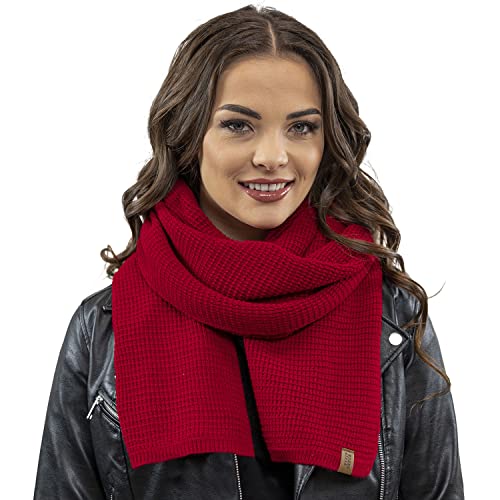 VIVISENCE Damen Winter Schal Warm Und Bequem Halsbedeckung Für Herbst Und Winter Warm Dick Schal, Klassisch Winterschal Für Frauen, Hergestellt In Der EU, Rot von VIVISENCE