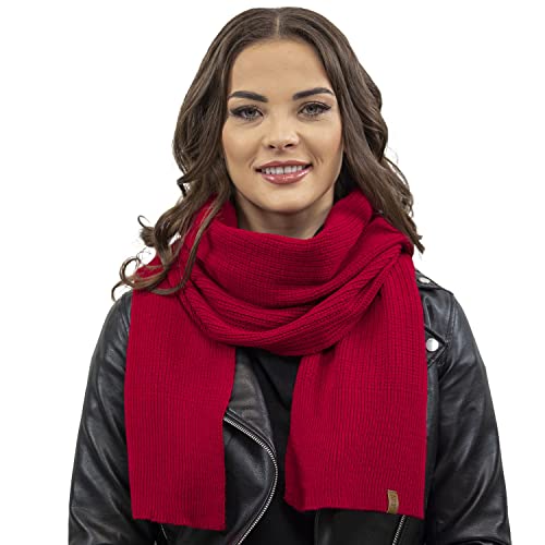 VIVISENCE Damen Winter Schal Warm Und Bequem Halsbedeckung Für Herbst Und Winter Warm Dick Schal, Klassisch Winterschal Für Frauen, Hergestellt In Der EU, Rot von VIVISENCE