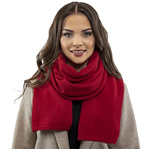 VIVISENCE Damen Winter Schal Aus Modischer Gemütlich Wärmendem Garn Mit Dekorativer Bindung Für Kalte Wintertage Frauen Elegante Und Sportliche Outfits Winter Herbst Modell 7101, Rot,Einheitsgröße von VIVISENCE