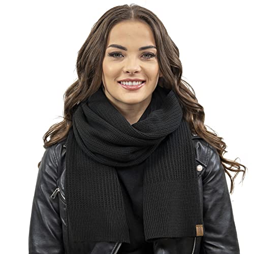 VIVISENCE Damen Winter Schal Warm Und Bequem Halsbedeckung Für Herbst Und Winter Warm Dick Schal, Klassisch Winterschal Für Frauen, Hergestellt In Der EU, Schwarz von VIVISENCE