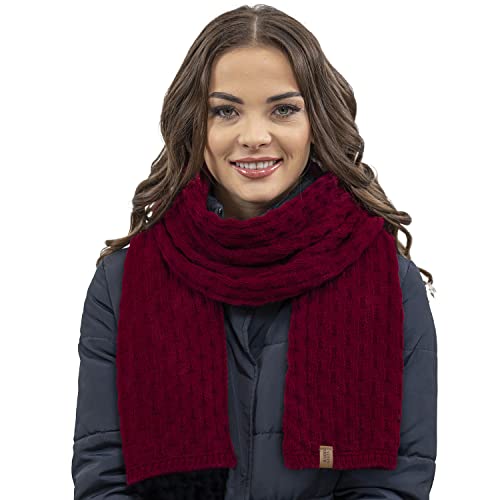 VIVISENCE Damen Winter Schal Warm Und Bequem Halsbedeckung Für Herbst Und Winter Warm Dick Schal, Klassisch Winterschal Für Frauen, Hergestellt In Der EU, Weinrot von VIVISENCE