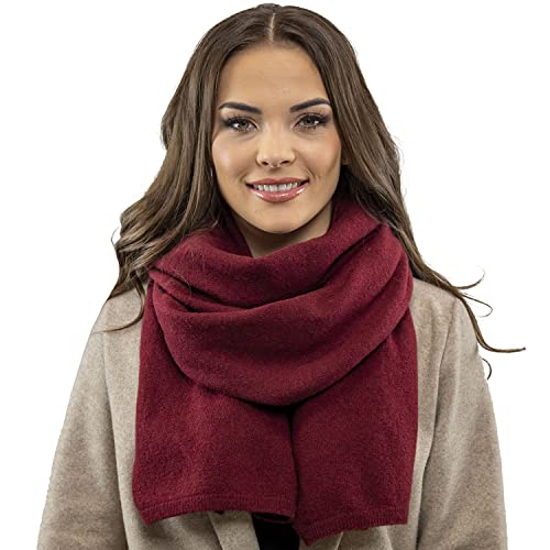 Vivisence Damen Winter Schal Aus Modischer Gemütlich Wärmendem Garn Mit Dekorativer Bindung Für Kalte Wintertage Frauen Elegante Und Sportliche Outfits Winter Herbst Modell 7101, Weinrot,Einheitsgröße von VIVISENCE
