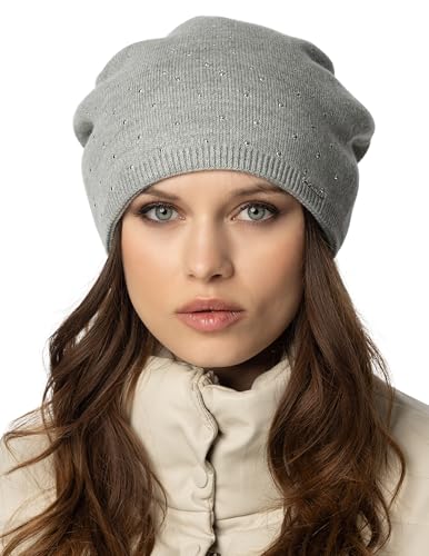 VIVISENCE Damen Mütze Wintermütze Klassischem Schnitt Warme Gemütlich Garn 7013, Hellgrau,Einheitsgröße von VIVISENCE