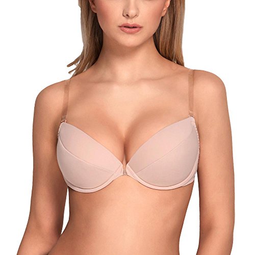 VIVISENCE Eve 1012 Push-Up BH Dame Transparent Rückenfrei Abnehmbar Musterlos EU, Beige,80E von VIVISENCE