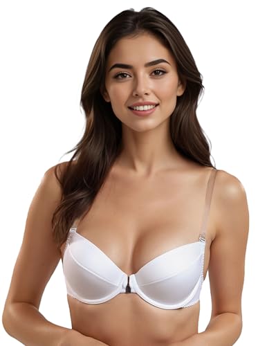 VIVISENCE Push Up BH Metallverschluss Perfekt Für Rückenfreie Kleider 1086, Weiß,85C von VIVISENCE