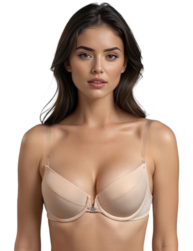 VIVISENCE Push Up BH Silikonträger Perfekt Für Outfits Mit Offenem Rücken 1086, Beige,75C von VIVISENCE