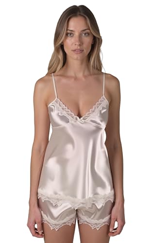 VIVISENCE Schlafanzug Set Satin Mit Verstellbare Träger Für Sinnliche Nächte 2036, Ecru,S VIVISENCE Schlafanzug Set Satin Mit Verstellbare Träger Für Sinnliche Nächte 2036, Ecru,S von VIVISENCE