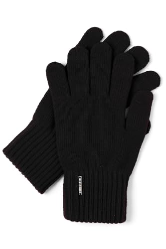 VIVISENCE Damen Winter Handschuhe Mit Gemütlich Stilvolle Breitem Strickbündchen Hergestellt Aus Warmem Garn Mit Wollzusatz Perfekt Für Kalte Wintertage Herbst Modell 7204, Schwarz,Einheitsgröße von VIVISENCE