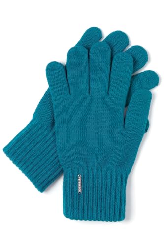 VIVISENCE Damen Winter Handschuhe Mit Gemütlich Stilvolle Breitem Strickbündchen Hergestellt Aus Warmem Garn Mit Wollzusatz Perfekt Für Kalte Wintertage Herbst Modell 7204, Türkis,Einheitsgröße von VIVISENCE