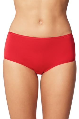 VIVISENCE Unterhosen Damen Slip Hohem Bund Unterwäsche Glatt Komfort Und Bequemlichkeit Klassischer Musterloser Slip Für Frauen 4001, Rot,XL von VIVISENCE