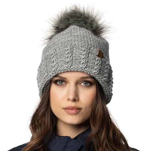 VIVISENCE Winter Damen Mütze Mit Bommel Perfekte Passform Warmes Bommelmütze Weichem Warmem Garn Mit Antistatischem Fleecefutter Ideal Für Herbst Und Winter Modell 70103, Hellgrau,Einheitsgröße VIVISENCE Winter Damen Mütze Mit Bommel Perfekte Passform Warmes Bommelmütze Weichem Warmem Garn Mit Antistatischem Fleecefutter Ideal Für Herbst Und Winter Modell 70103, Hellgrau,Einheitsgröße von VIVISENCE