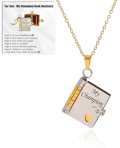 VIVIZEN Verstellbare 18 Karat Gold Gravur Buch Halskette mit 6 Seiten, individuelles Namensgeschenk für Sohn von Eltern VIVIZEN Verstellbare 18 Karat Gold Gravur Buch Halskette mit 6 Seiten, individuelles Namensgeschenk für Sohn von Eltern von VIVIZEN