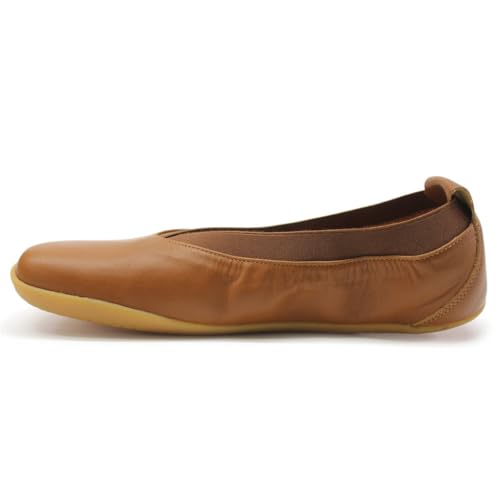 VIVOBAREFOOT Damen Opanka Ballerina Leder Tan Schuhe 38 EU von VIVOBAREFOOT