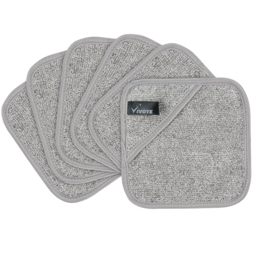 VIVOTE Abschminktuch aus Mikrofaser，15 x 15 cm Abschminkpads Waschbar Abschminktücher Waschbar, Wiederverwendbar Bambus Mikrofaser Gesichtsreinigungstuch Make-Up Entferner Tuch grau（6 Stück） von VIVOTE