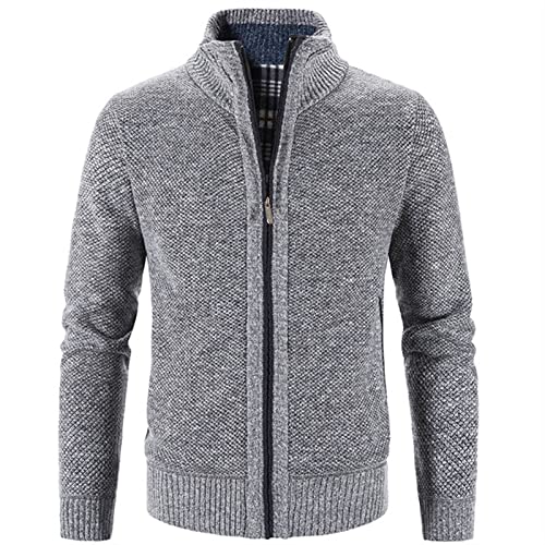 VIYASI Herren Strickjacke, Frühling Herbst Strickpullover Herren Slim Fit Strickjacke Herren Kausal Pullover Mäntel Solide Einreiher Strickjacke Herren (Color : Light grey, Size : L) von VIYASI