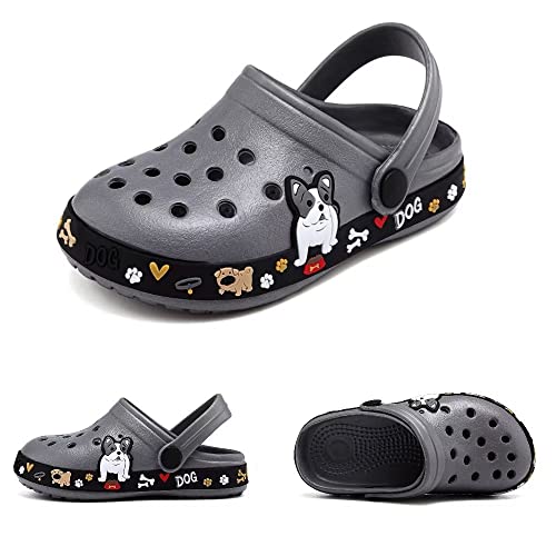 VIYEAR Kinder Clogs Sandalen Mädchen & Junge Gartenschuhe Pantoffeln Dunkelgrau 28 von VIYEAR
