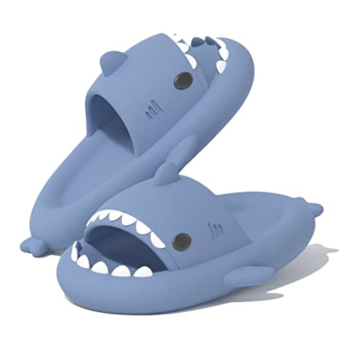 VIYEAR Shark Slides Damen/Herren Hai Hausschuhe Sommer SharkSlipper Rutschfeste Und Weiche Niedliche Cartoon-Hai-Duschhausschuhe blau 46/47 von VIYEAR