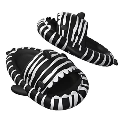 VIYEAR Shark Slides Damen/Herren Hai Hausschuhe Sommer Shark Slipper Rutschfeste Und Weiche Niedliche Cartoon-Hai-Duschhausschuhe Zebra color 36/37 von VIYEAR