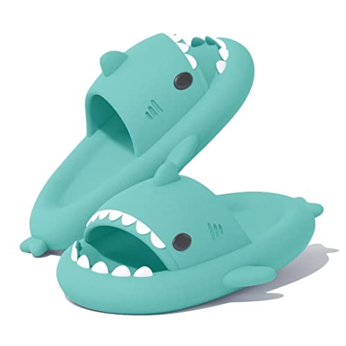 VIYEAR Shark Slides Damen/Herren Hai Hausschuhe Sommer SharkSlipper Rutschfeste Und Weiche Niedliche Cartoon-Hai-Duschhausschuhe Minzgrün 46/47 von VIYEAR