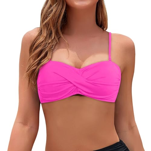 Damen Bikini Oberteil V Ausschnitt Wickeloptik Crossover Bralette Bademoden Push Up Sport Bikinioberteil Gepolstert Bikinis Bra Große Brüste Padded Schnell Trocknend Swimsuits Sommer Strand Bikini Top von VIYUANH