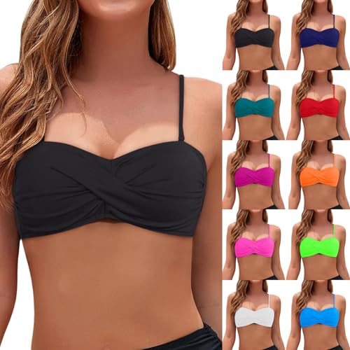 Damen Bikini Oberteil V Ausschnitt Wickeloptik Crossover Bralette Bademoden Push Up Sport Bikinioberteil Gepolstert Bikinis Bra Große Brüste Padded Schnell Trocknend Swimsuits Sommer Strand Bikini Top von VIYUANH