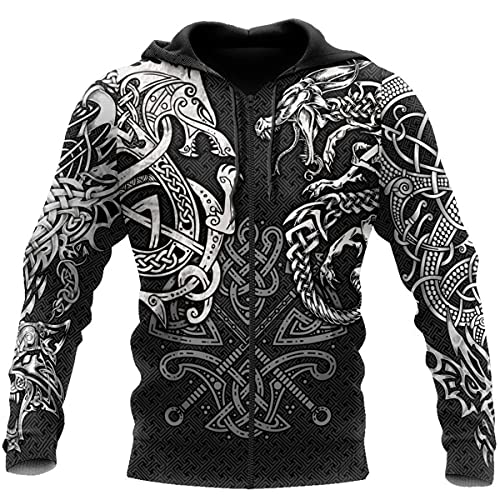 Gott Christian Jesus 3D Volldruck Herren/Damen Hoodie Harajuku Mode Retro Hoodie, Kapuzenpullover mit Reißverschluss., XX-Large von VIZANLY