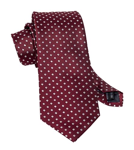VIZENZO Moderne Herren-Krawatte gepunktet Krawatte Gepunktet Tadellosen Stil für jeden Tag Originelle Geschenke für Männer Krawatte Bordeaux Weiße Rauten, Rot, weiß, Estándar von VIZENZO