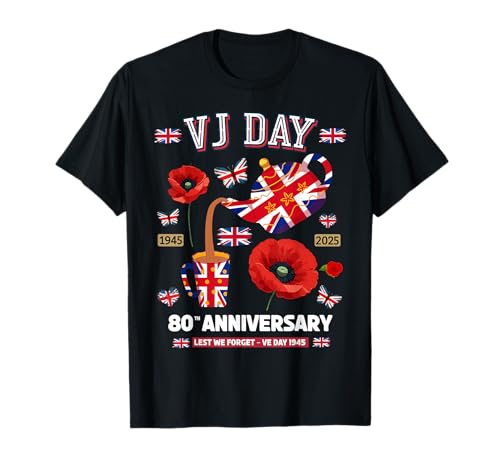 VJ Day Flag Outfit Idee für Frauen UK 80th Anniversary VJ Day T-Shirt von VJ Day Union Jack Flag Costume Ideas For Kids