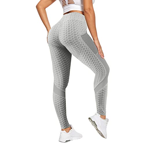 Kompressionshose Damen Leggings Damen High Waist Hose Slim Fit Lässig Übergroße Leggings Für Frauen High Waist Elastisch Schlank Damen Bedruckte Hose Bequeme Und Vielseitig Sport Gym High (Grey, XXL) von VJGOAL