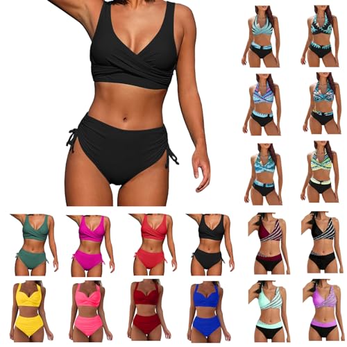 VJGOAL Lightning Deals Sales Today Badeanzug Damen Durchbräunender Badeanzug Blumen Bedruckt Bikini Oberteil Push Up Swimsuit Hotpants Holiday Triangel Bikini Damen 5dollar Deals Items Schwarz L von VJGOAL