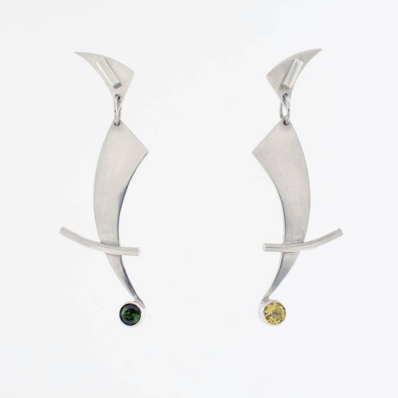 Silber Und Turmalin Expressionist Ohrringe von VJHDesignsJewellery