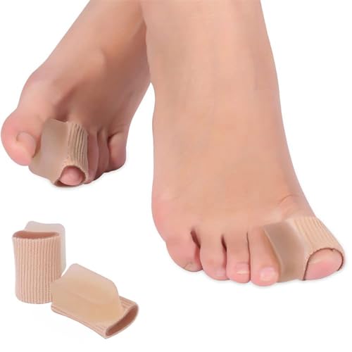 2 Stück Schlauchbandagen Silikon Zehenstrecker Hallux Valgus Korrektur, Gel Großzehenabstandshalter mit 1 Schlaufen, Doppelloch-Zehenorthese für Ballenschmerzen und überlappende Zehen Frauen Männer von VJUYSW