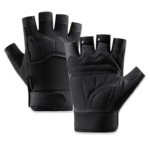 Fahrradhandschuhe Herren Damen, Radsporthandschuhe, Atmungsaktive Sporthandschuhe, Stoßdämpfende MTB-Handschuhe, Anti-Rutsch Stoßdämpfende Pad Atmungsaktiv Halbfinger Fahrrad Fahrrad Handschuhe (M) von VJUYSW